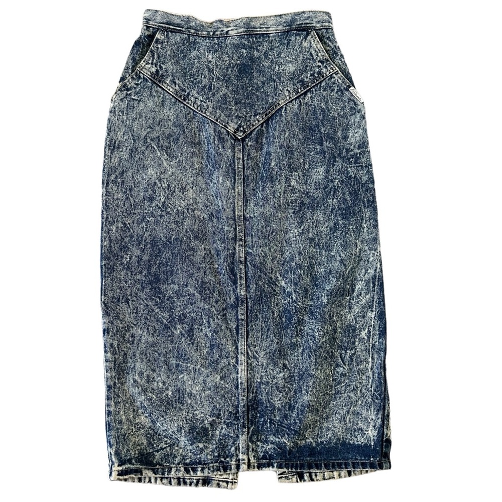 Vintage Acid Wash Denim Venus Pencil Skirt Length 31” Waist 13”